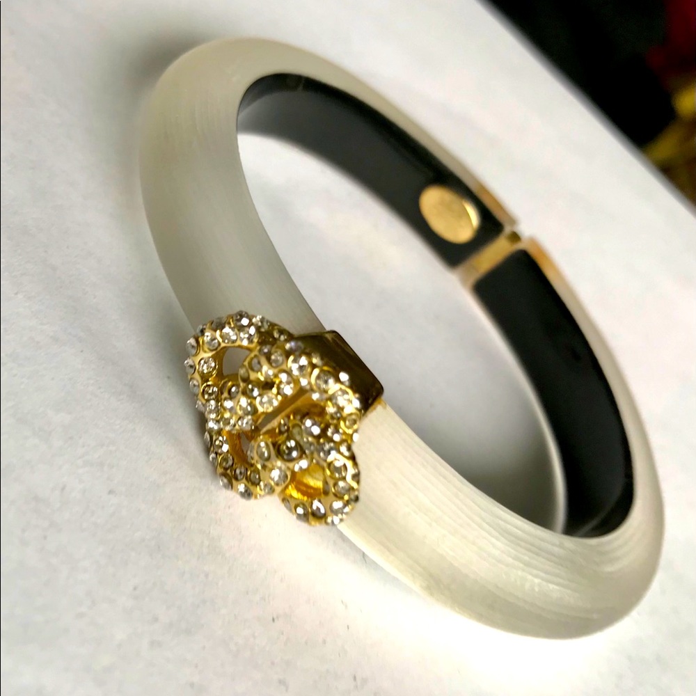 Alexis Bittar White and Gold w Chrystal Bracelet